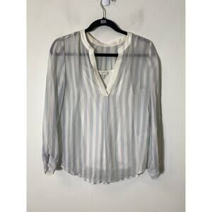 Joie White and Gray Striped Blouse